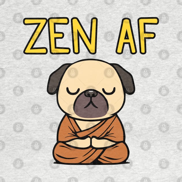 Cute Zen AF Meditating Cartoon Monk Pug Dog by Elvdant